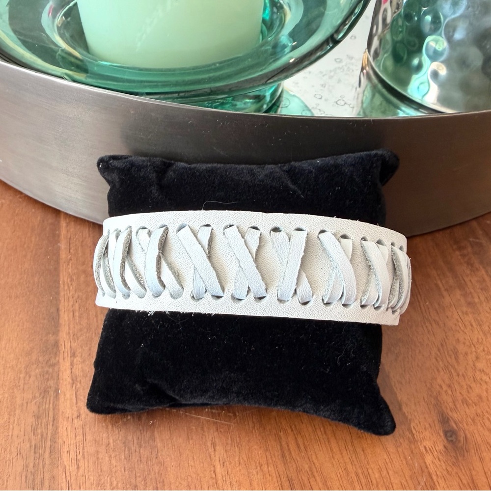 White Leather Braided Bracelet